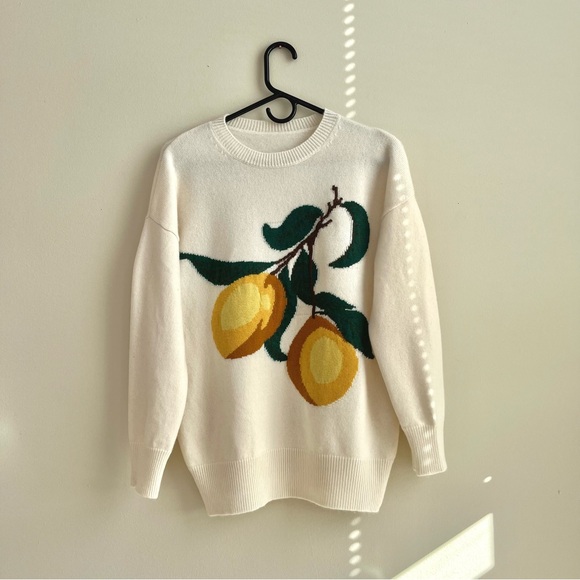 Luxury 100% Cashmere Reversible Lemon Print Sweater - 350g
